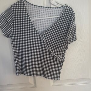 Arizona Jean Company Black and White Checkered Blouse